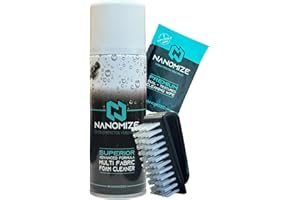 Nanomize Fabric Upholstery Cleaner for Car Interiors – Deep Cleaning Spray for Seats, Carpet, Mats & Plastics - Stain & Odour Remover w/brush + wipe - Vehicle Interior Cleaner, Fresh Linen Scent