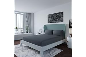 LivinEase King Size Fitted Sheet -10inch(26cm) Deep Cotton Blend Kingsize Fitted Sheets -Bobble Free, Easy Care, Soft and Comfortable Grey King Bed Sheets (Grey, King)