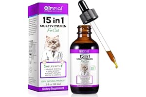 BODY JUICE OIL Cat Vitamins, Cat Supplements, Cats Multivitamins with Glucosamine & Cranberry, Support Skin & Coat, Joint, Digestion, Heart, Immune Health for All Kitty Adult Old Cats, 60ML