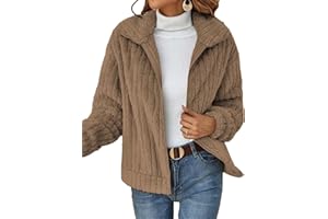 HUXRAKV Mujer Abrigo Cálido de Forro Polar Chaqueta Manga Larga Elegante Abrigos Corta de Piel Sintética Invierno