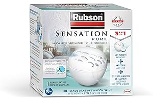 HENKEL Rubson Sensation Pure | Absorbeur d'humidité pour petites pièces de 10 m² (1 appareil + 1 recharge parfum neutre) – Déshumidificateur anti-humidité et anti-odeur
