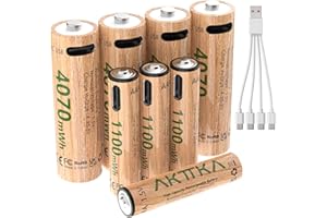 AKTTKA Batterie AA e AAA ricaricabili al litio 1,5 V, 4 x 4070 mWh AA e 4 x 1100 mWh AAA Batteria ricaricabile con cavo USB C, 2 H di ricarica rapida