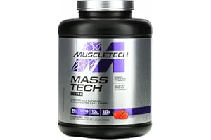 ‎MUSCLETECH Weight Gainer Whey Protein Pulver, MuscleTech Mass-Tech Mass Gainer, Gewicht Zunehmen, Eiweißpulver für den Muskelaufbau, Creatin Monohydrat, Weight Gainer Hardgainer, Erdbeere, 3.18 kg