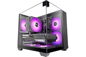 Mars Gaming MC-VISIONM, Boîtier Gaming Compact MicroATX, Triple Verre Trempé, Structure Double Chambre, Support Refroidissement Liquide Jusqu’à 240mm, Mini-Tour PC avec Grande Capacité Interne, Noir