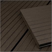 HORI WPC Terrassendielen Set 16m² - Dunkelgrau-Braun 25x250mm Inkl. Unterkonstruktion