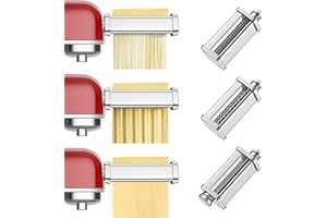 GVODE Nudelaufsatz für Kenwood Kmix KMX, inklusive Nudelblattwalze Spaghettischneider und Fettuccinischneider Nudelmaschine für Kenwood Zubehör mit Reinigungsbürste