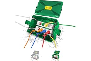 Nartov Caja de Protección para Conexiones Eléctricas Exteriores Caja Estanca Portable y Impermeable con Protección IP54 con 7 Salidas de Cables de 12/14/16mm (Verde)
