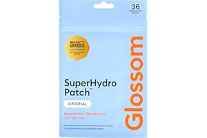 Glossom SuperHydro Patch Spot Patches Salicylic Acid – Pack of 36 Pimple Hydrocolloid Acne Patches for Spot Treatment, Breakout Blemish Stickers & Spot Dots for Face – Korean, Vegan, Cruelty-Free