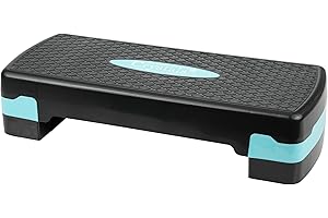 DENNY INTERNATIONAL Denny Shop 2 Level Adjustable Aerobic Fitness Yoga Step With Gym Exercise Training Guide Chart in 4 Colors