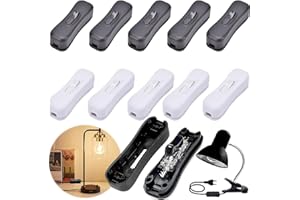 Benaton 10 Pièces Unipolaire Ligne Cordon Interrupteur, Interrupteur de Torpille, Interrupteurs Intermédiaires avec Interrupteur à Bascule, Interrupteur pour Petit Appareil Ou Lampe (Blanc et Noir)