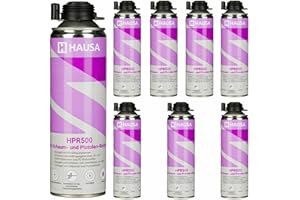 HAUSA Nettoyant pour Mousse PU et Pistolet pour mousse expansive HPR500 Détergent Dégraissage de Surfaces Métalliques Utilisation Professionnelle Nettoyage Laveur de Pistolets 8 x 500 ml
