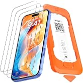 NEW'C Tempered Glass Screen Protector for iPhone 16, iPhone 15 | 3 Pack, HD Clear, 6.1 Inch, Installation Kit Included, 9H Ha