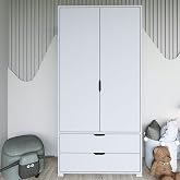 90 Cm Mat Beyaz 2 Kapılı 2 &Ccedil;ekmeceli Elbise Dolabı - Gardırop