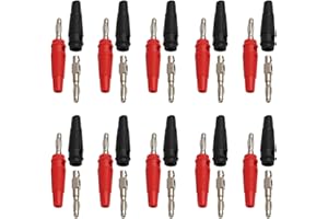 ANRBB 20 Pièces Fiches Banane 4mm, Connecteurs Empilables Sans Soudure, Fiche Banane Audio 600V 20A, Connecteur Haut-Parleur, Adaptateur Câble pour Amplificateur, Test Bricolage, Enceinte (Rouge & Noir)