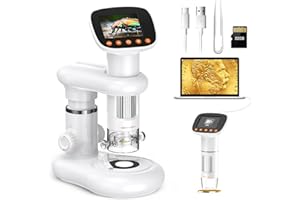 DIGIEVO Microscopio Digitale Portatile D-MS1 con Schermo IPS da 2", per Scattare Foto e Video, Scaricare su PC e Mac, Microscopio tascabile 1000X per Bambini/Adulti con Supporto Scheda SD da 32 G