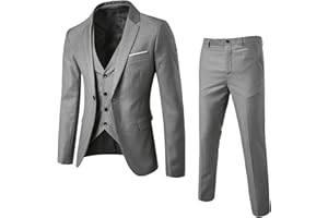 SONNENA Costume Homme 3 Pièces Mariage Slim Fit Smoking Costumes Couleur Pure Formel Veste Gilet et Pantalon