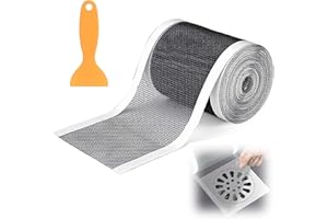 Forhandy Sitko odpływowe pod prysznic, sitko do włosów, samoprzylepne, z plastikową szpatułką, 70 mm x 10 m, do prysznica, wanny, kuchni, na balkon