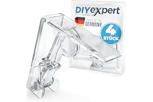 DIYexpert Tischdeckenklammern Transparent Made in Germany [4 Stück] Stabile Tischtuchklammern für Dicke Tische bis 45 mm – Wetterfest & rutschfest – Tischklammern für Garten, Balkon & Innenbereich