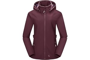 Outdoor Ventures Women’s Waterproof Softshell Jacket with Datachable Hood Fleece Lined Outdoor Jacket Ladies Hiking Short Coat Casual Outerwear Jacket Hiking Camping