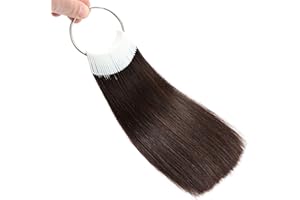 REDMENCO Mechones de Cabello Humano para Pruebas de Color Marrón Oscuro Nivel de Tono 2 Muestras Naturales para Salón Anillos de Color 30 Piezas 8 pulgadas
