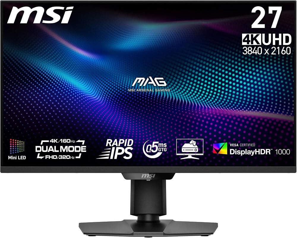 MSI 27" MAG 274UPDF E16M, Gaming Monitör, UHD, 16:9, Flat Rapid IPS Mini LED, 160Hz 0.5ms, Adaptive-Sync