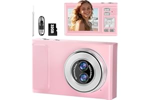 Macchina Fotografica Digitale, JDZ 4K Fotocamera Digitale 16X, Fotocamera Compatta, Scheda da 32GB, Digital Camera per Principianti e Adolescenti-Adatto Come Regalo di Natale-Rosa