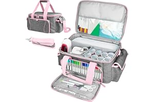BOHEMIABY Cricutt Joy Bag Convenient Travel Organizer with Dividers for Cricutt Machine Accessories and Various Supplies, Cricutt Storage Case, Sturdy Oxford Fabric (Pink)