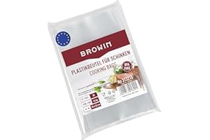 ‎BROWIN BROWIN® Plastiktüten zum Schinkenkochtopf 313215 | Praktische und hochwertige Folienbeutel für den Schinkenkocher | 1,5 kg Kapazität - Set mit 20 Stück | Einwegbeutel für müheloses Schinkenkochen