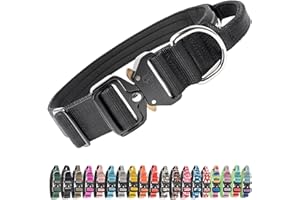 TSPRO Premium Collare per Cani, Regolabile Collare Tattico con Maniglia e una Robusta Fibbia Metallica a Sblocco Rapido, per Cani di Taglia Media a Grande (Nero L)