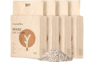 FUKUMARU Tofu Cat Litter, Clumping Litter for Cats, 19L Mixed Apple Wood Pellets, Dust-free and Easy Clumping, Odour Control, Flushable, Direct to Toliet,Low Residue