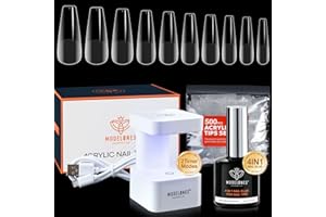 modelones Kit Uñas, Nail Kit de Tips Uñas Gel con Pegamento, 500 Uñas Postizas, Mini Lampara Uñas Semipermanentes, 6 en 1 Pegamento Uñas Postizas, Kit De Uñas Para Principiantes