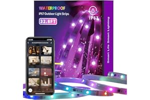 Lanmonlily Tira de LED para exteriores de 10 m, tira de LED IP67 para exteriores, control de aplicaciones, modo música, Smart 24 V, para terraza, jardín, porche, balcón (RGB+IC)