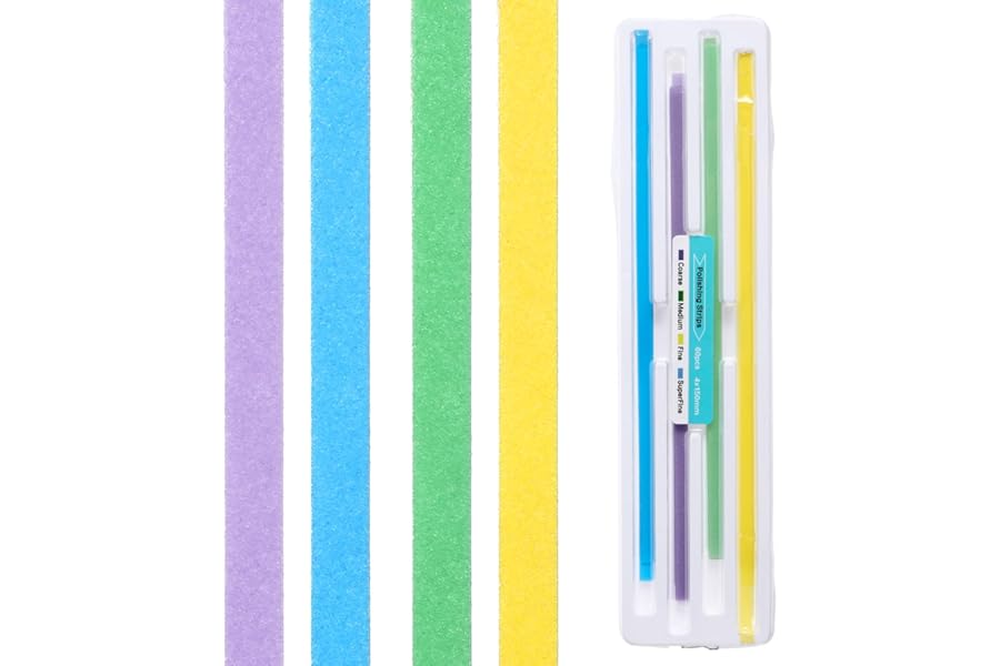 Hpmjz 60 Pcs Dental Polishing Strips Teeth Sanding Grinding Tool Universal Dental Abrasive Strips Teeth Polishing Finishing 4mm x 150mm Finishing Tooth File for Oral Care Cleaning Gloss Contouring
