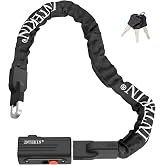INTEKIN Anti-Theft Bicycle Lock with Key, 90 cm Chain Lock for Bicycles, Motorcycles, Scooters, Bicycle Chain High Security 8