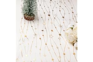 GEBETTER Camino de Mesa Navidad 30 cm x 9 m Estrellas Doradas Plateadas Organza Decoración Mesa Adorno Árbol Navideño Silla Puerta Manualidad Regalo Fiesta (Estrellas Oro Plata)