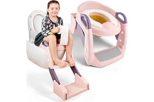LITTLE DREAMER´S Kinder Toilettensitz mit Treppe - [2IN1] Toilettentrainer & Töpfchen | Toilettenaufsatz für Kleinkind Toilette, Klositz, Kinderklo-Aufsatz, Potty Training Toilet ab 2 Jahre | Little Dreamer's (Rosa)