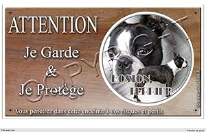 PETS-EASY Panneau chien ou plaque Boston-Terrier 30 cm