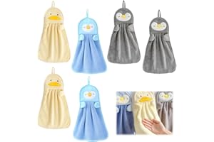 ZORVIXAL 6 Pezzi Asciugamano Simpatico Cartone Animato, Asciugamani Asilo con Asola, Asciugamano Assorbente Appeso a Mano, Asciugamani Assorbenti in Microfibra, Asciugamano per Bambini, per Cucina, Bagno