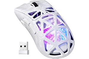 Furycube G11 Wireless Gaming Mouse for FPS & Competitive Gaming, 2.4G/USB-C/BT Tri-mode with 400mAh Battery, 22K DPI, PAW3311 Sensor, RGB Lighting, Programmable Buttons, for Win/Mac (White with Line)