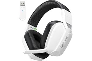 Skapendy VK80 Cascos Gaming Inalambricos para PS5/PS4/PC/Switch, Auriculares Gaming Inalambricos de 2.4G con micrófono con cancelación de Ruido, Bluetooth 5.4 Modo Dual (Negro Blanco)