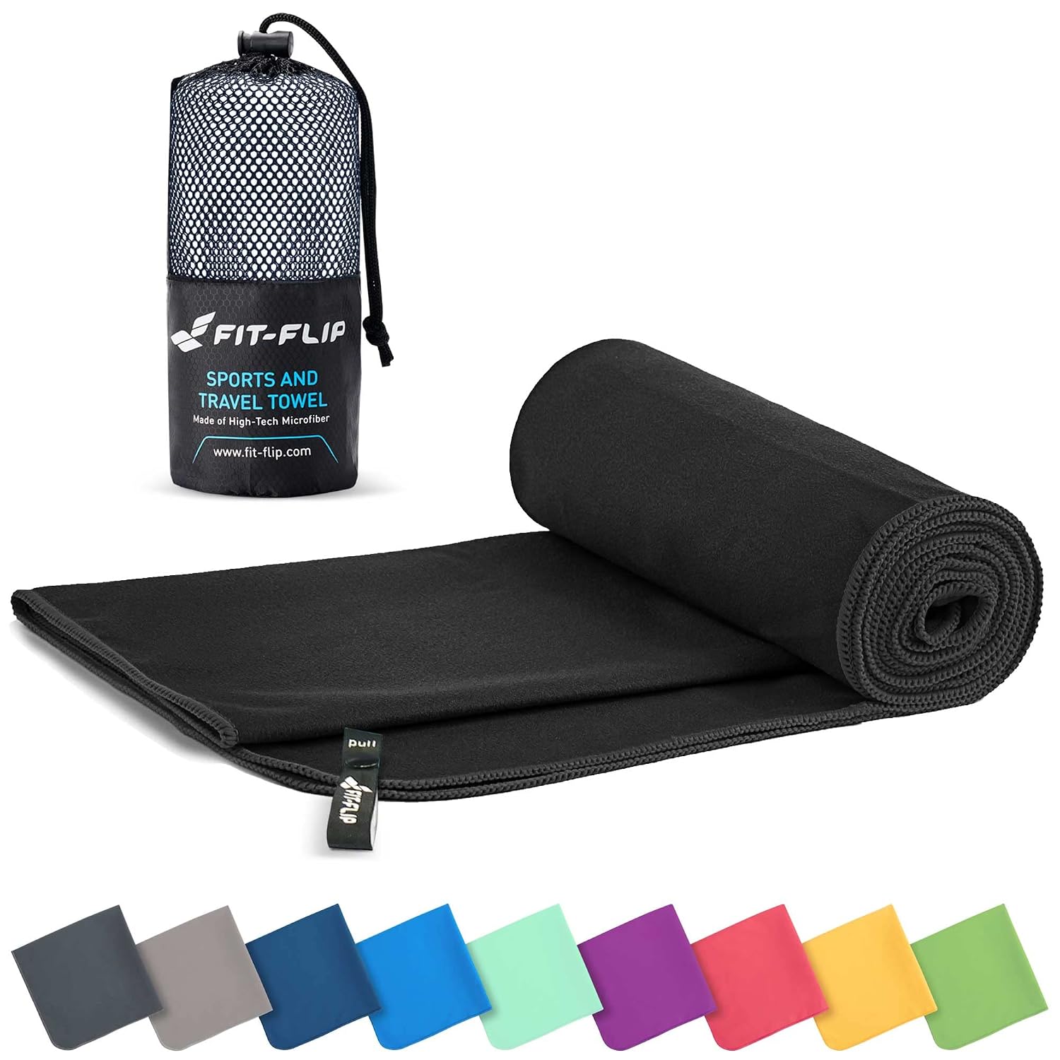 Fit-Flip Toalla Microfibra, para el Gimnasio y la Playa, compacta | ultraligera, grande y de secado rápido, toallas microfibras de natacion, gym, viaje y piscina