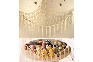 MIROLAM Stuffed Animal Storage Hammock - Baby Toy Hammock Net for Stuffed Animals Cute Room Decor -Large Stuff Animal Organizer Holder for Plush Plushie - Kids Nursery Beige Bedroom Home Decor