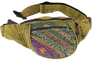 GURU-SHOP GURU SHOP Bestickte Ethno Sidebag, Nepal Gürteltasche - Braun, Herren/Damen, Baumwolle, 15x20x8 cm, Festival- Bauchtasche Hippie