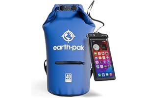Earth Pak – Wasserdichter Packsack mit Schultergurt und wasserfester Handyhülle – Ideale Rolltop Tasche beim Kajak Fahren, Wandern, Camping, Angeln, Bootfahren und Rafting