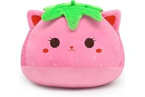 MUFEIRUO Cute Strawberry Cat Plush Pillow, 20cm Soft Cat Stuffed Animals Toy for Kids, Kawaii Decor for Girls Boys (20cm Strawberry Cat)