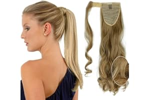 SEGO 43cm Extension Capelli Coda di Cavallo Clip in Hair Sintetici Mossi Ponytail Extension - Castano Cenere Chiaro mix Biondo Chiarissimo