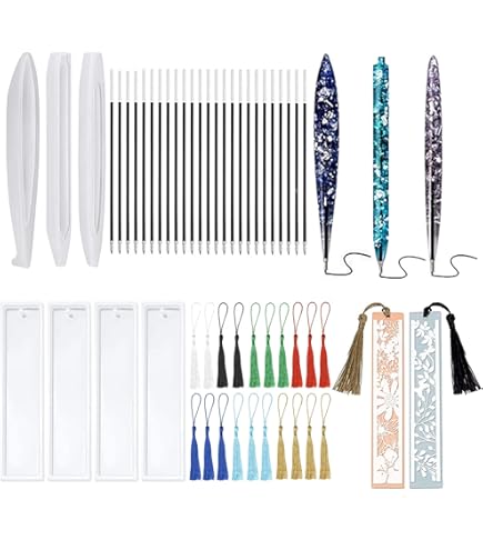 Set Stampi Silicon Per Penne In Resina Woohome | 23 Pezzi Con Ricariche | Per Segnalibri E Righelli Fai-Da-Te | Regalo Creativo - Foto 10