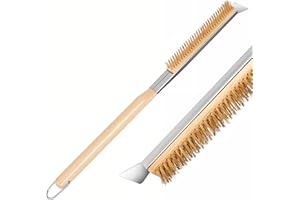 Winter Shore 53 cm Pizzaofen Bürste & Scraper Set - Edelstahlspatel, Kratzfeste Messingborsten, Holzgriff - Lebensmittelechte Bürste Reinigung für Außenöfen & Tragbare Öfen