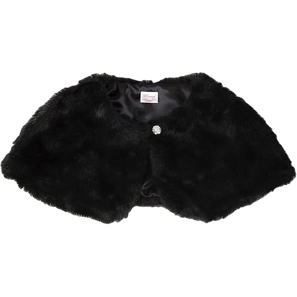 Girls' Faux Fur Bolero Jacket / Shawl - Fluffy Cropped Cape With Sleeves For Weddings, Parties, Birthdays (Ages 1-16)