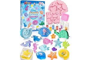Latocos Wasserlebewesen DIY Seife Selber Machen Set Kinder 4-12 mit Farbstoff Form Seifenbasis Duftenden Ätherisches Ölen Kreativ Spielzeuge Meerjungfrau Kindergeburtstag Weihnachts Geschenk